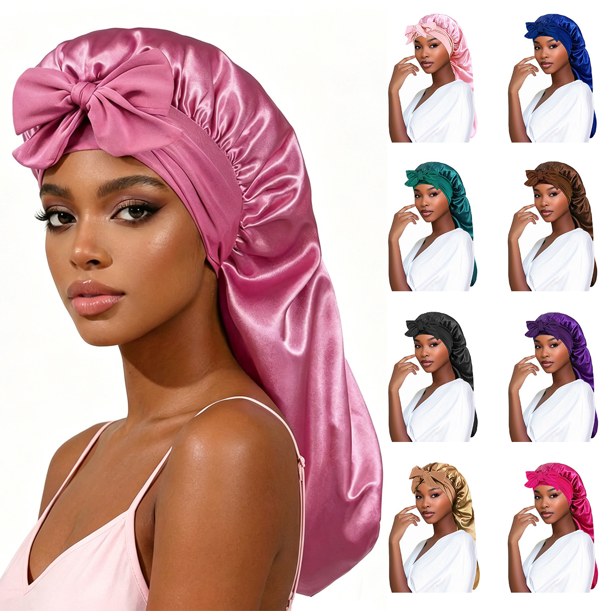 Long Satin Bonnet for Women, S - Hair Care Night Routine 리뷰 및 가격